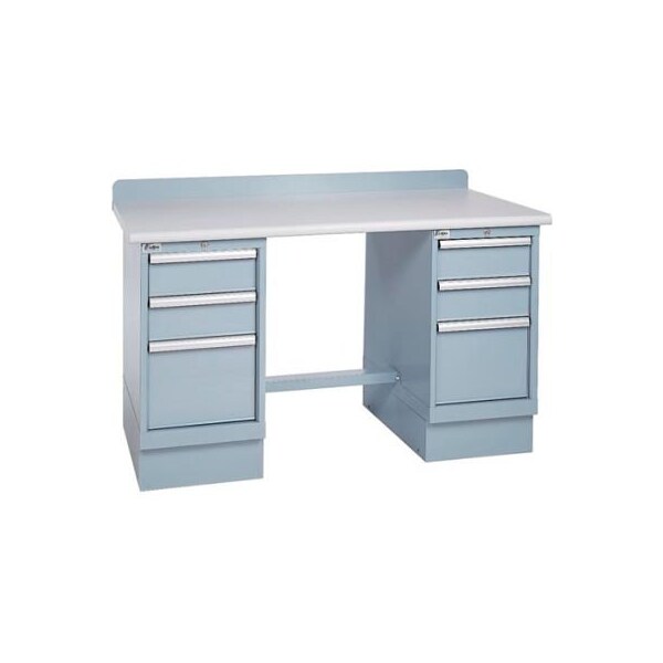 Lista International Technical Workbench w/3 Drawer Cabinets, Plastic Laminate Top - Gray XSTB51-60PT/LG - main